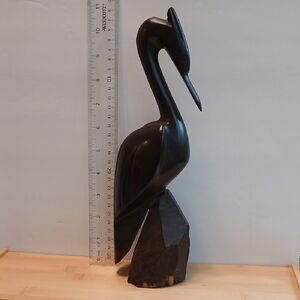 Wooden Carved Heron Sculpture